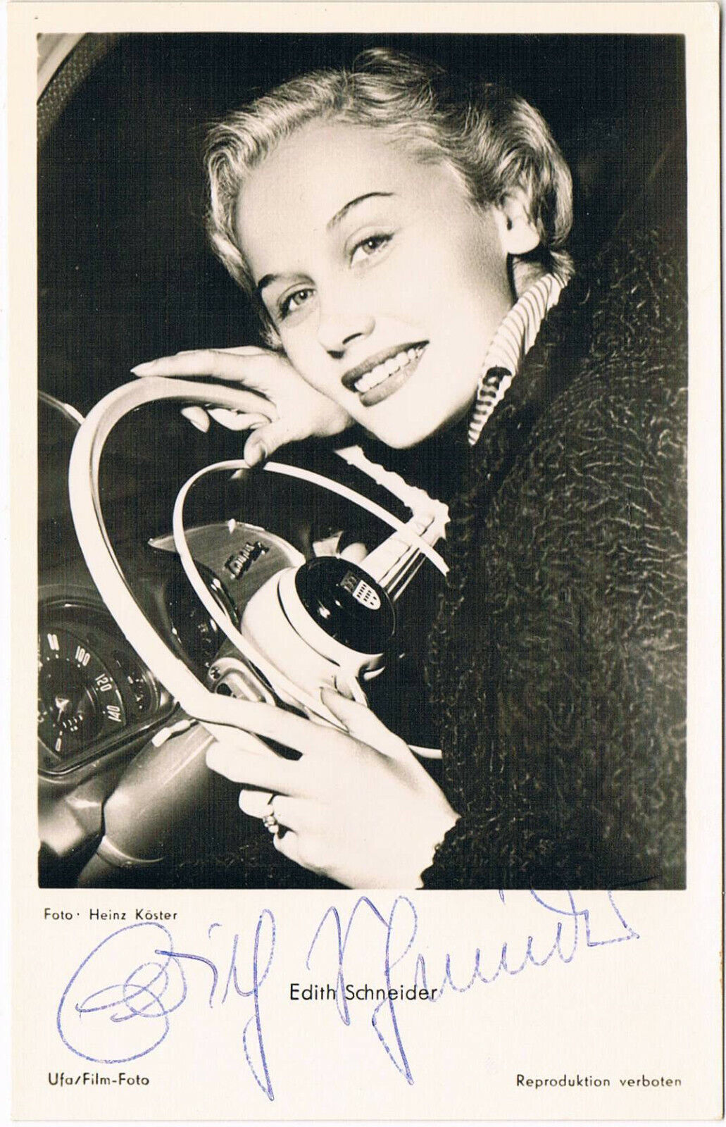 Edith Schneider 1919-2012 autograph signed postcard Photo Poster painting 3.5x5.5 German actress