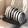Kitchen Pots Pans Organizer with 8 Adjustable Dividers Sliding Dish Drying Shelf
