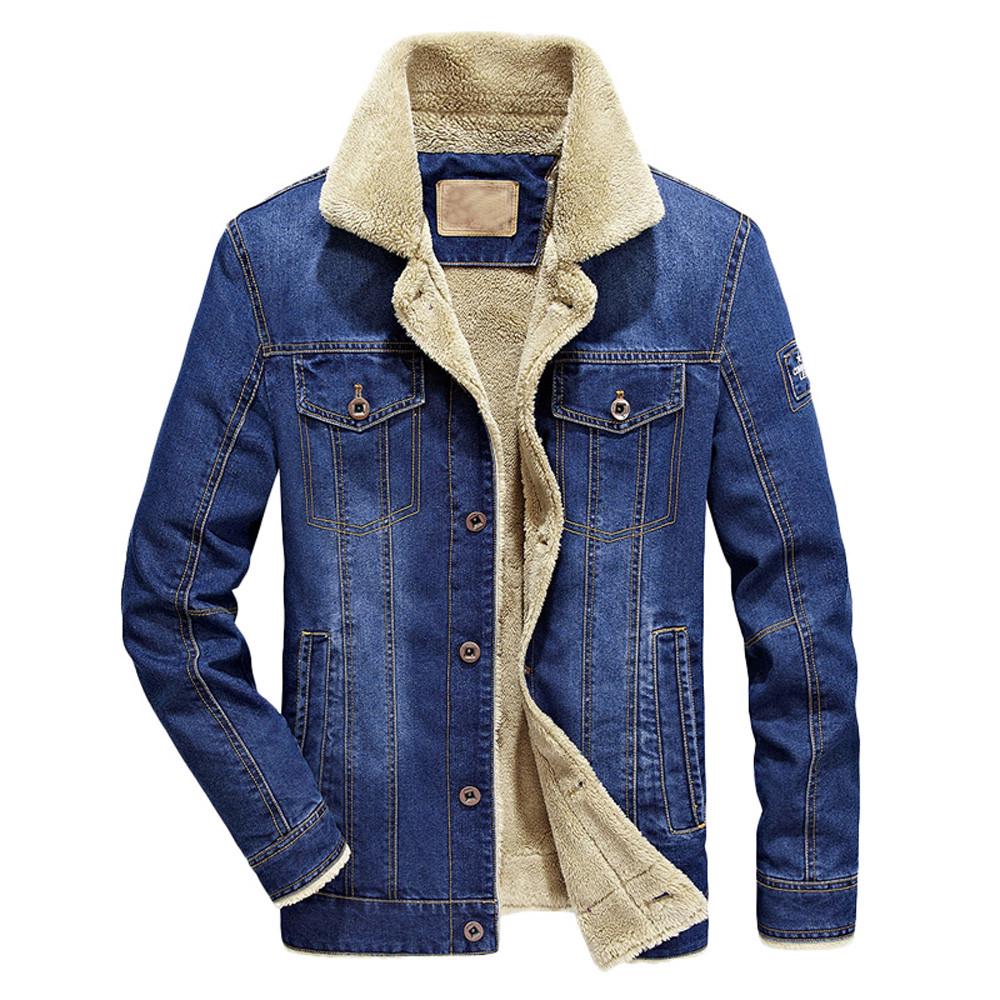  Fashion Men's Autumn Winter Pocket Button Flick Denim Hooded Jacket Top Coat
