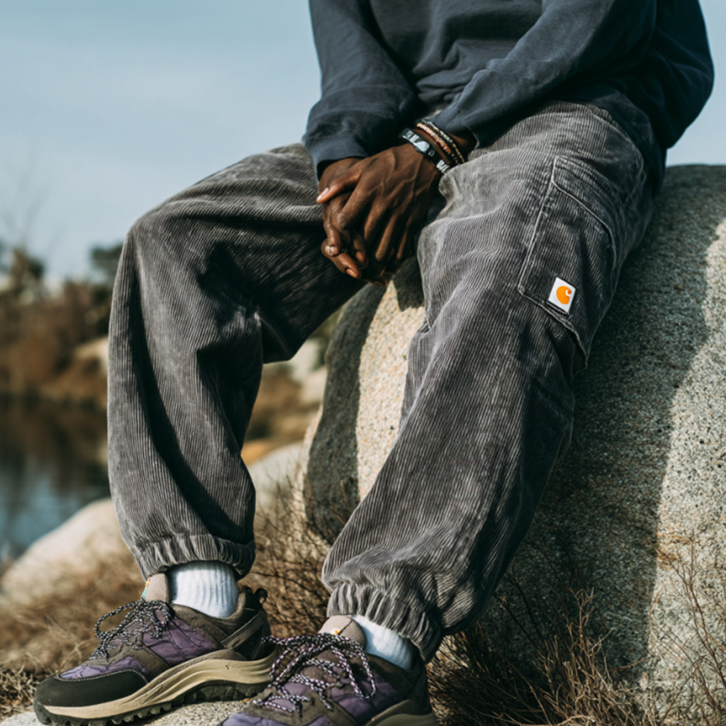 Casual Corduroy Pants With Hiking Shoes