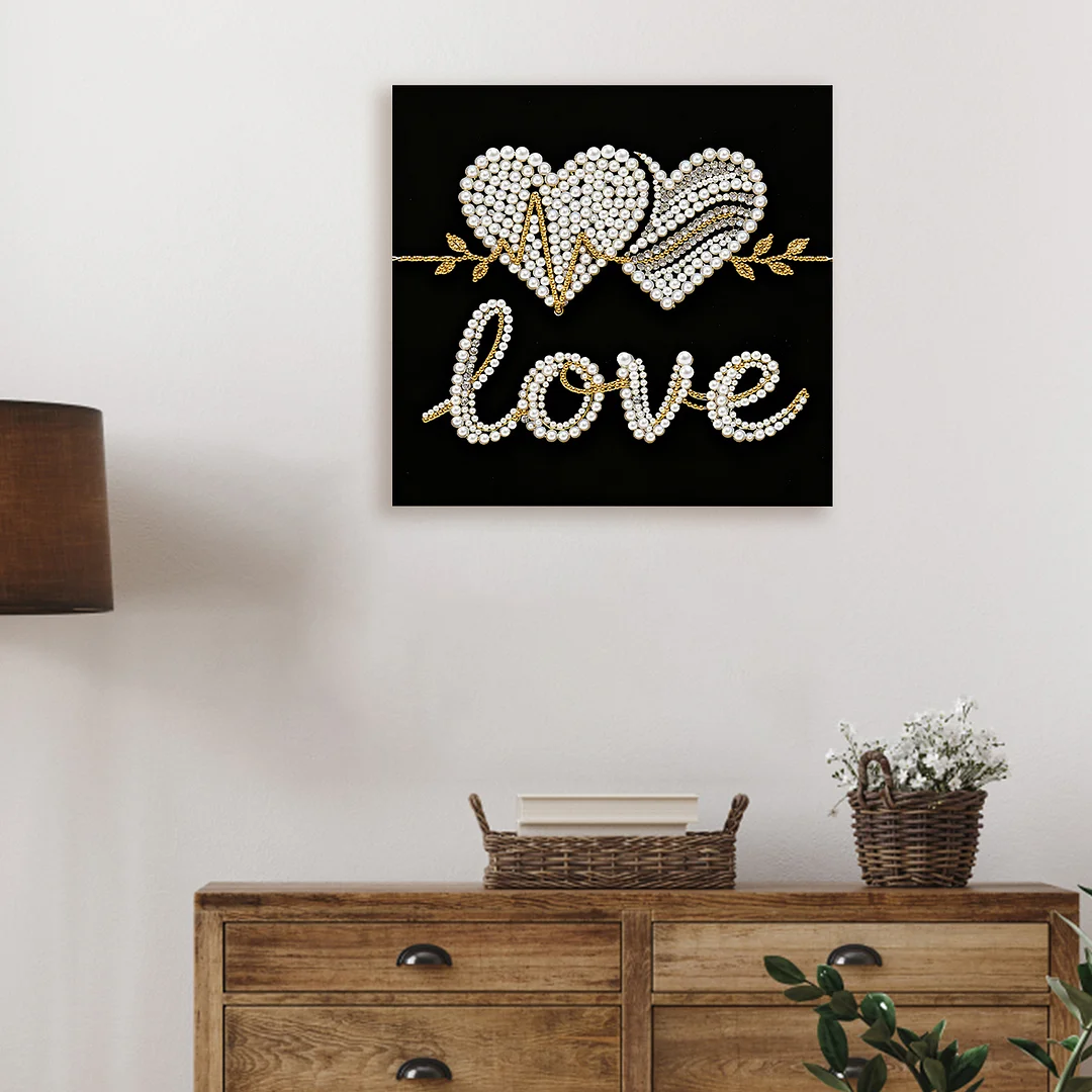 LOVE DIY Pearl Art Diamond Painting Kit for Adults Home Decor 25x25cm With Frame