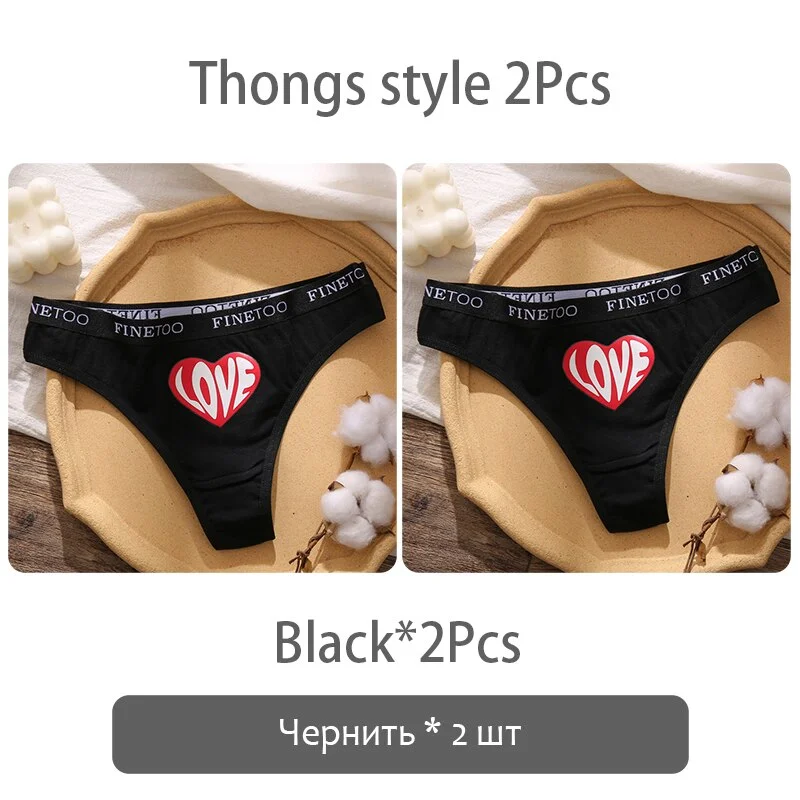 FINETOO Fashion Printing Panties Love Heart Cotton Underwear Women M-2XL Female Underpants Plus Size Girls Briefs Lingerie 2021