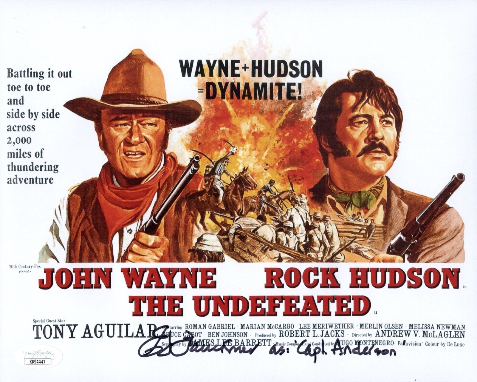 ED FAULKNER Signed 8x10 THE UNDEFEATED John Wayne Photo Poster painting Autograph JSA COA Cert