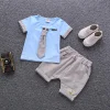 Baby Boy Tie Bow Summer New Kids Cotton Cute Sets Baby Boy Outfit Costumes - honeylives