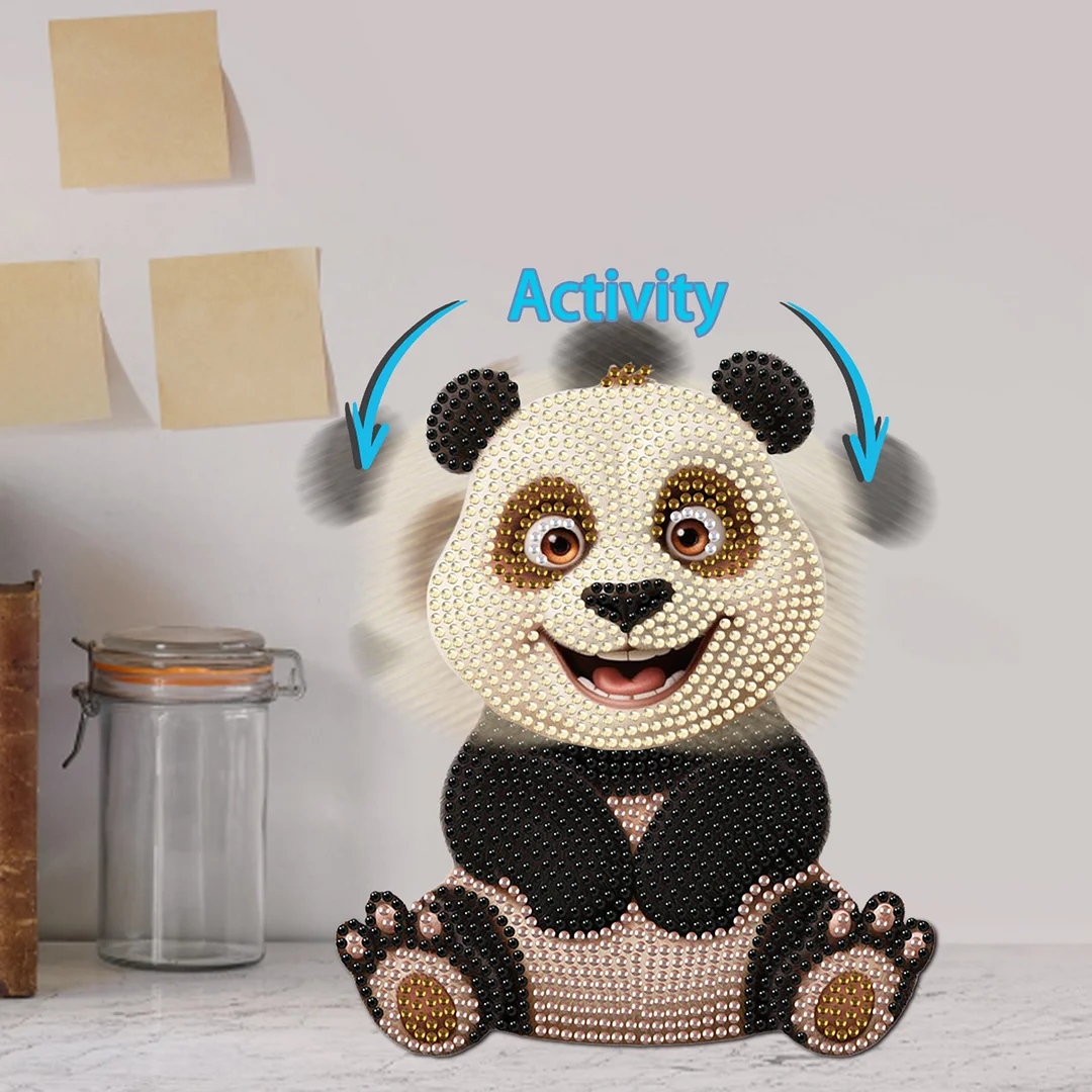 Acrylic Shaking Head Desktop Diamond Art Kits for Adults Beginner (Panda)