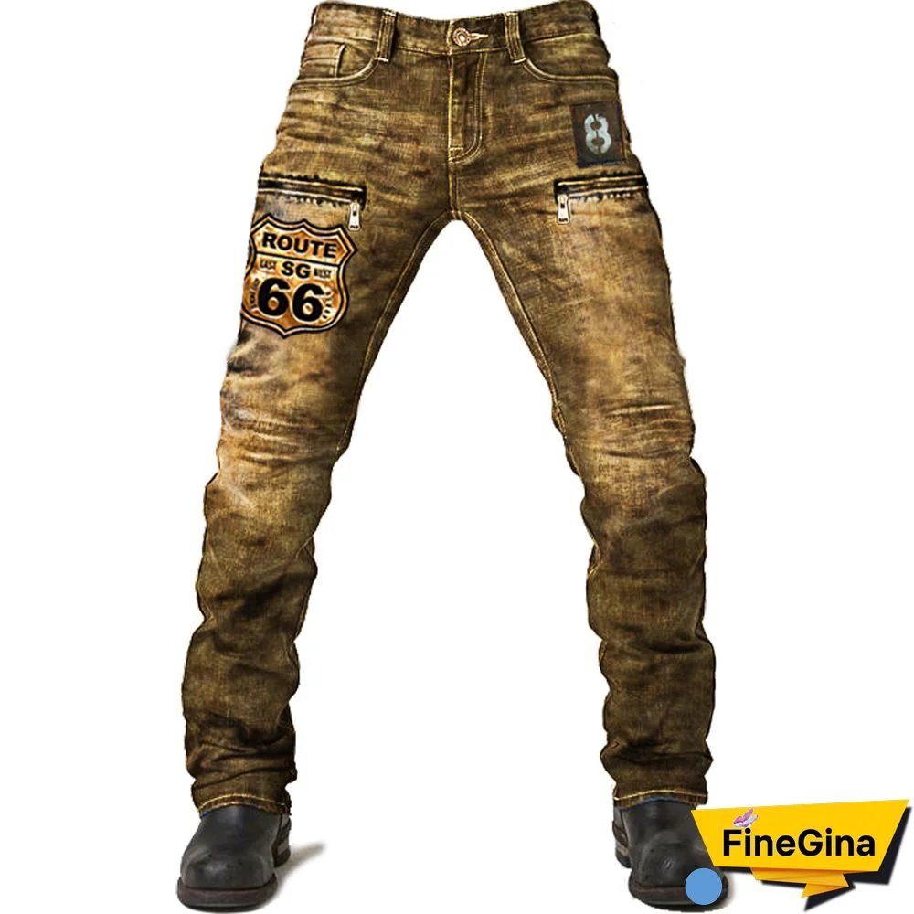 Men's Route 66 Retro Washed Tactical Denim Pants