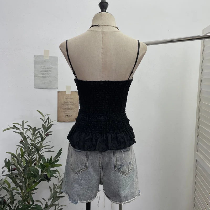 Nigikala Nigikala Self-Breasted Tector-Boo-Tie Baroque Lace Strapped Sling Vest Short Corset 8832