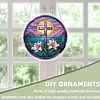 (18.5cm)DIY Acrylic Jigsaw Puzzle Window Hanging with Hanging Chain DIY Stained Glass Decoration Round Window Puzzle Decor for DIY Craft Project (Cross)