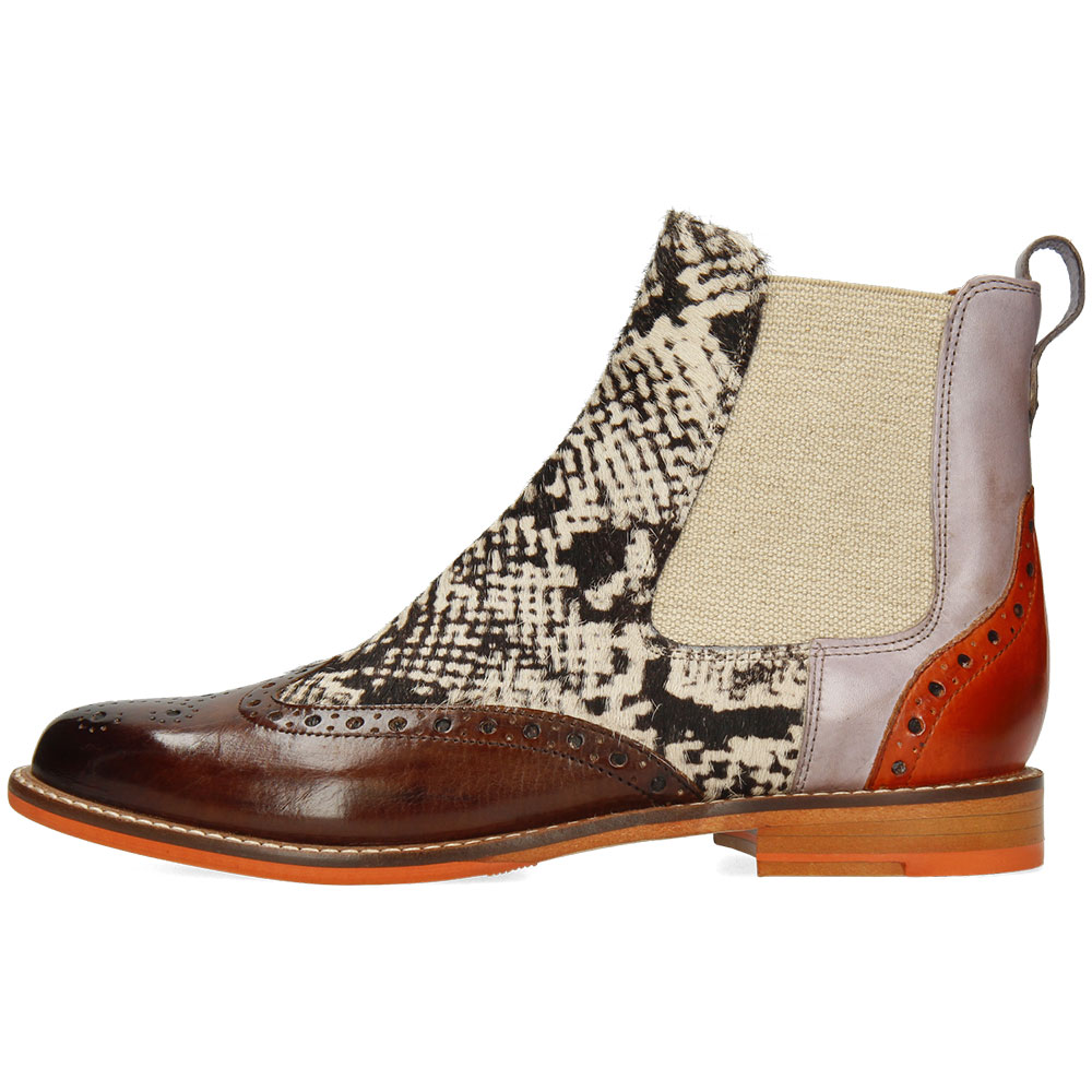 Multicolor Round Toe Flat Brogue Inspired Python Chelsea Boots Nicepairs