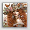 Dame en haut-de-forme-peinture diamant sp&eacute;ciale partielle, 30 x 30 cm / 11,8 x 11,8 pouces