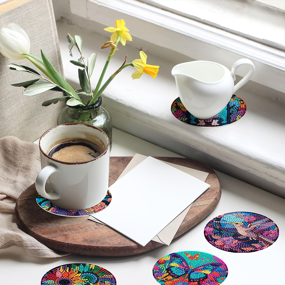 8PCS Diamond Painting Coasters Kits Acrylic Full Drill Coaster