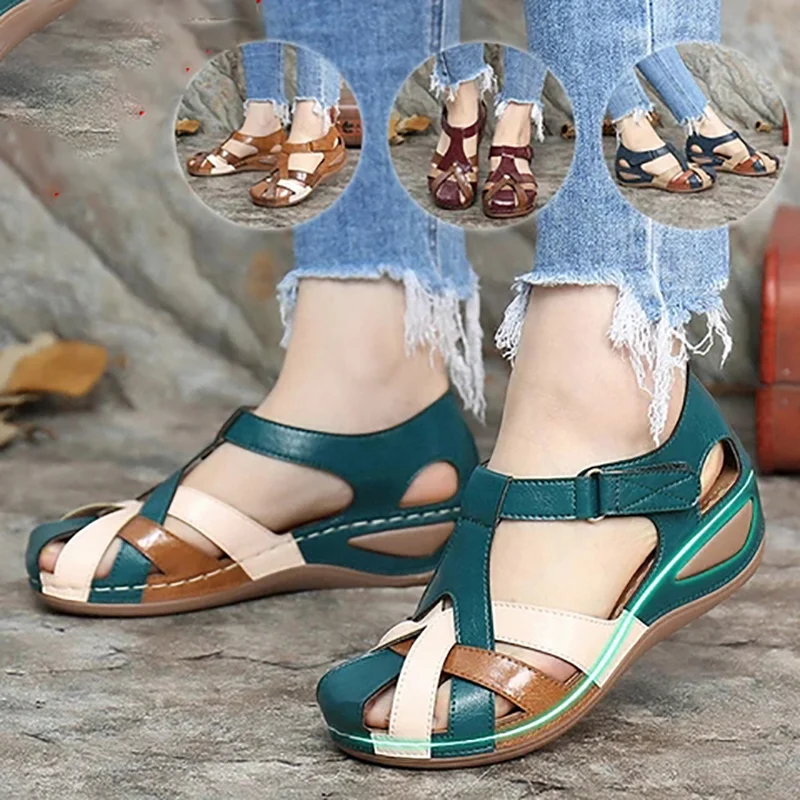 Qengg New Women Fashion Sandals Waterproo Sli on Round Toe Female Slippers Casual Comfortable Outdoor Walking Footwear  Plus Size