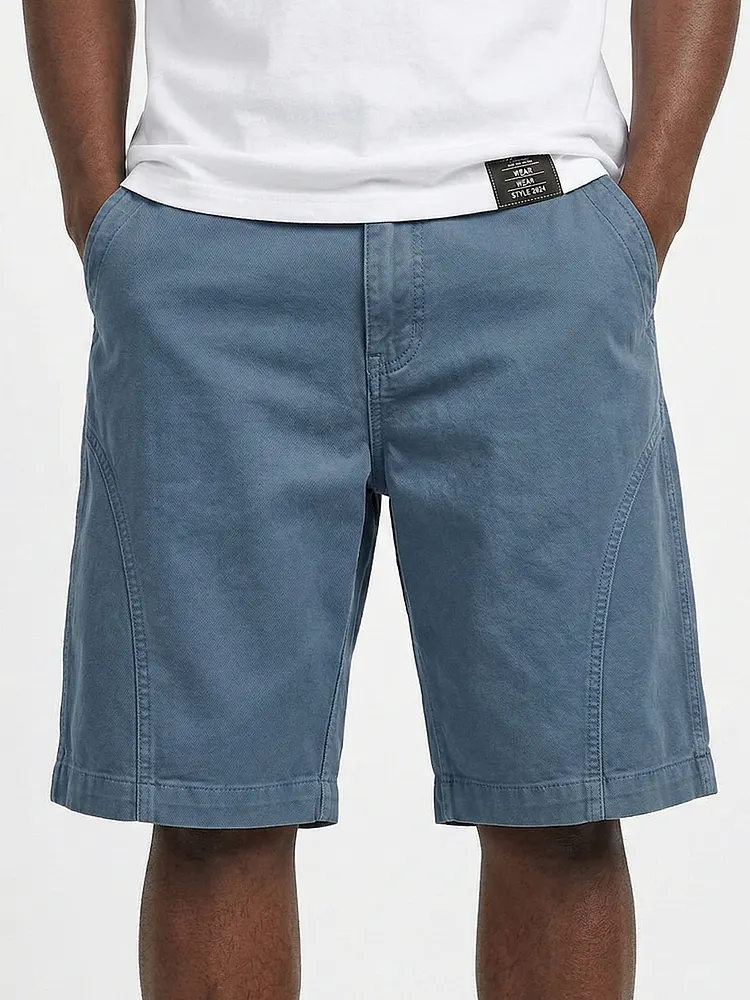 Retro Twill Cargo Loose Straight Leg Shorts-Customized products