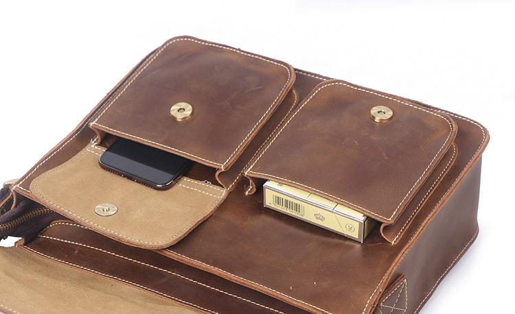 Vintage Handmade Leather Crossbody Messenger Bag