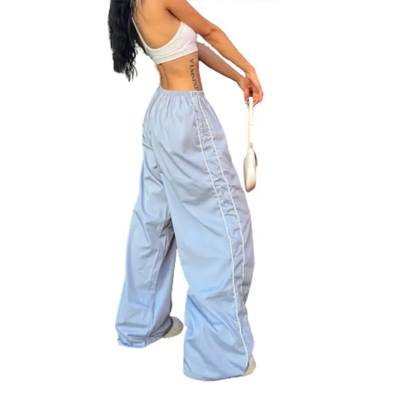 Uveng Uveng New Fashion Personality On Both Sides Of The Draw Rope Casual Loose Waist Multi-Color Trousers