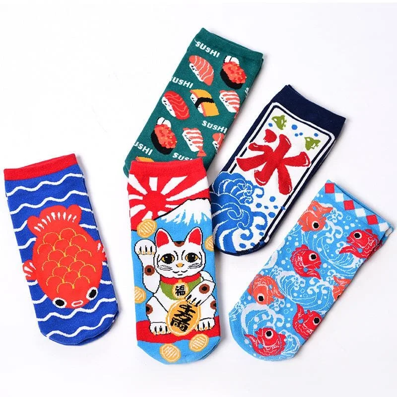 5 Pairs Jfashion Cat Sushi Socks SP1710270