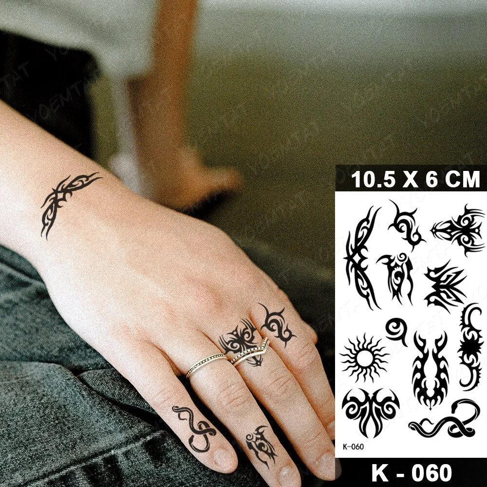 Waterproof Temporary Tattoo Sticker Dark Small Dragon Snake Totem Flash Tatoo Tribe Arm Wrist Fake Tatto For Body Art Women Men