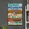 Hot Tub Rules  - Warning Vintage Metal Signs(12*16Inch)