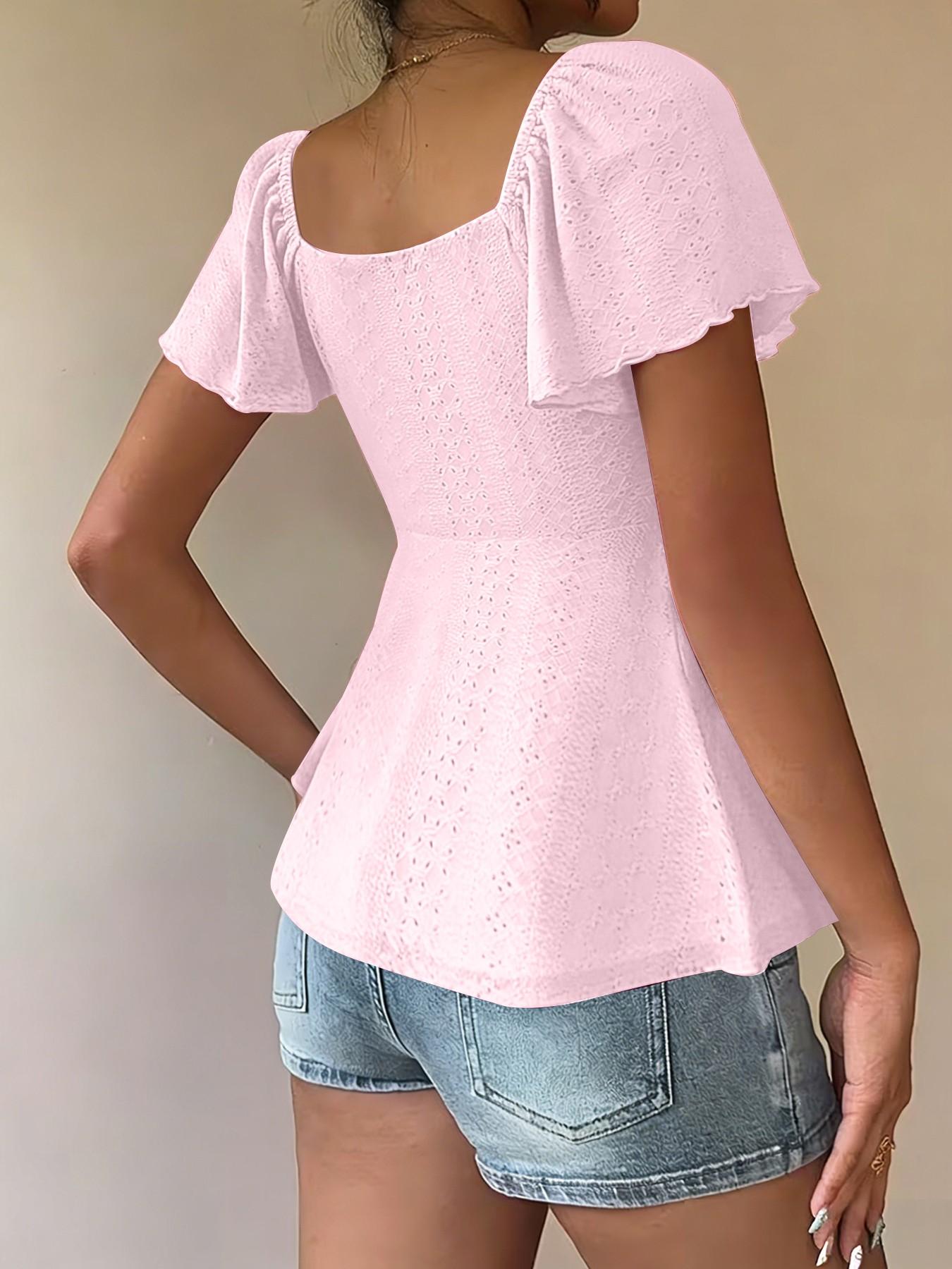 Women's Sweet Cute Style Breathable Lightweight Short Sleeve Top Blouse for Daily, Everyday Wear, Summer Casual Wear, Comfortable and Stylish Shirts Women's Sweet Cute Style Breathable Lightweight Short Sleeve Top Blouse for Daily, Everyday Wear, Summer Casual Wear, Comfortable and Stylish Shirts