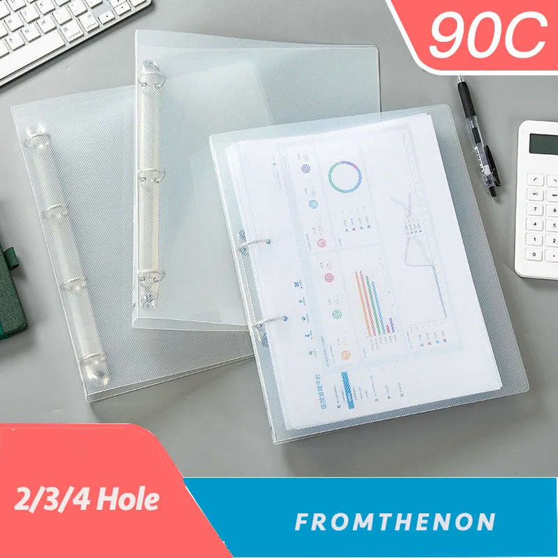 Fromthenon A4 Binder Punch Folder 2 Holes 3 Holes 4 Holes Transparent Plastic Office Files PP Storage Folder Storage Supplies