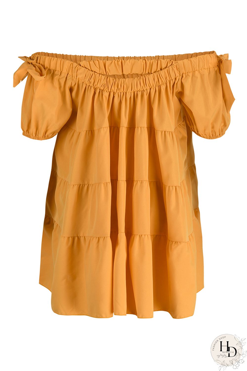 Orange Sexy Casual Solid Patchwork Backless Off the Shoulder Short Sleeve Dress