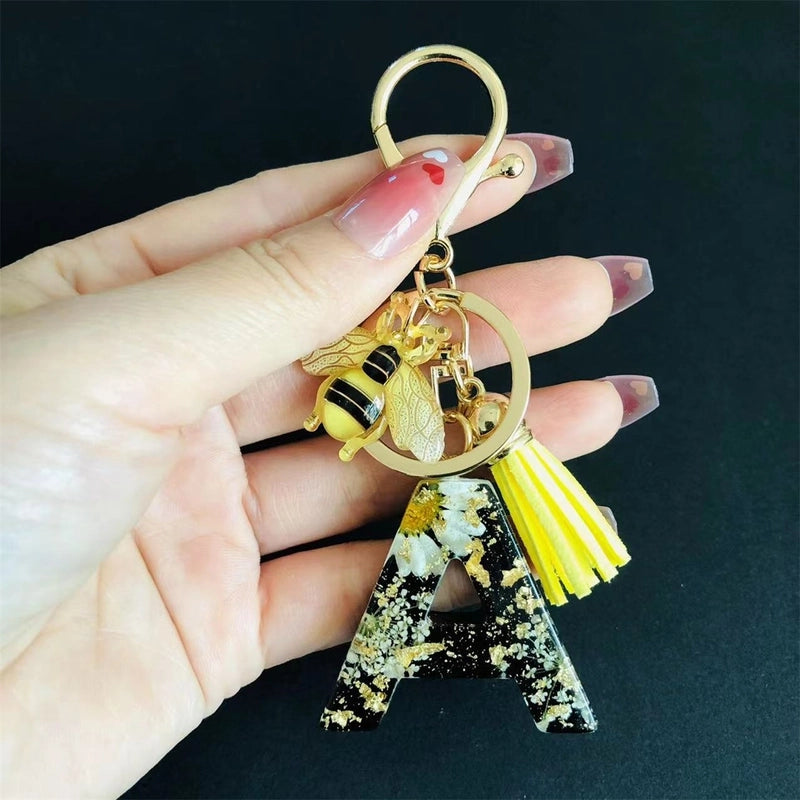 Minimalist Classic Style Letter Bee Resin Unisex Bag Pendant Keychain