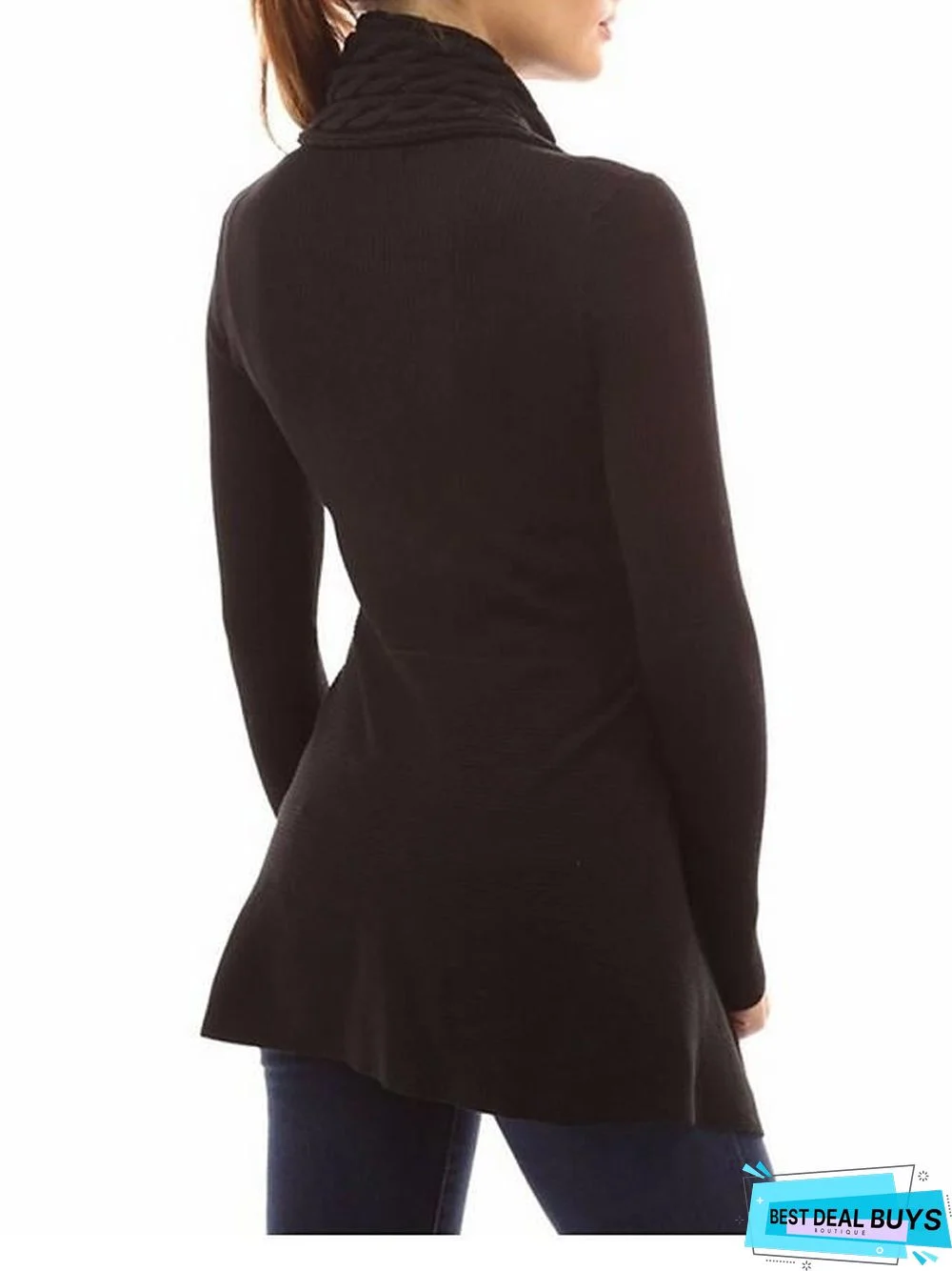 Women's Solid Colored Cardigan Long Sleeve Sweater Cardigans V Neck Black Purple Blushing Pink