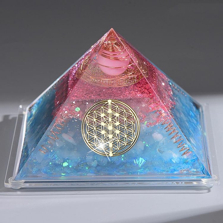 Pink Crystal Aquamarine Orgone Pyramid