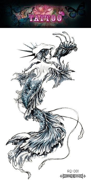 New Mermaid Temporary Tattoo Sticker Sexy fashion Mermaid princess Fake Tattoo Flash Tattoo Waterproof Small Body Art Women Taty