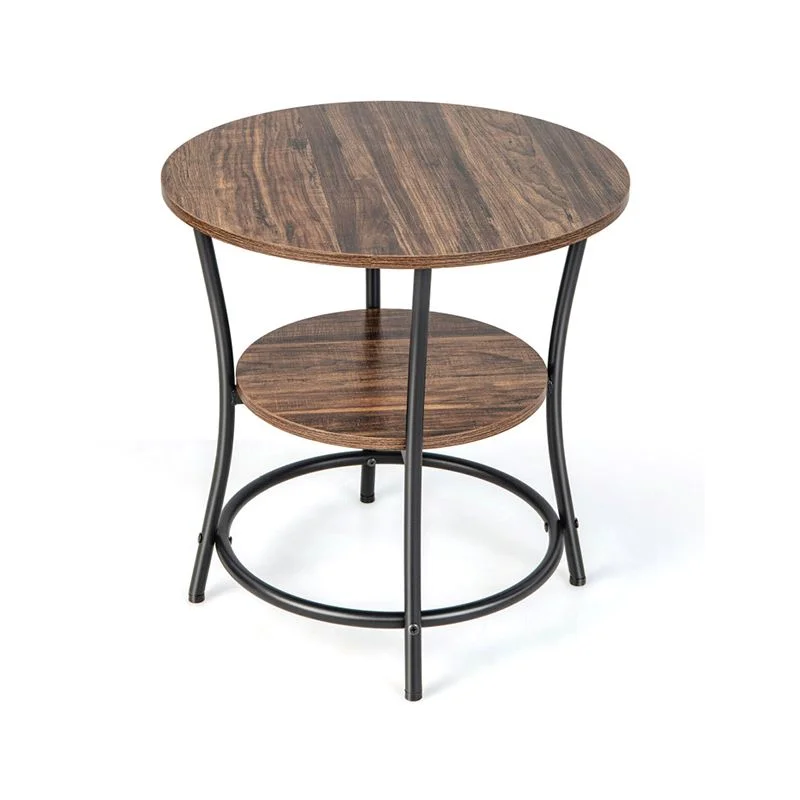 Versatile 2-Tier Round End Table with Open Storage Shelf 