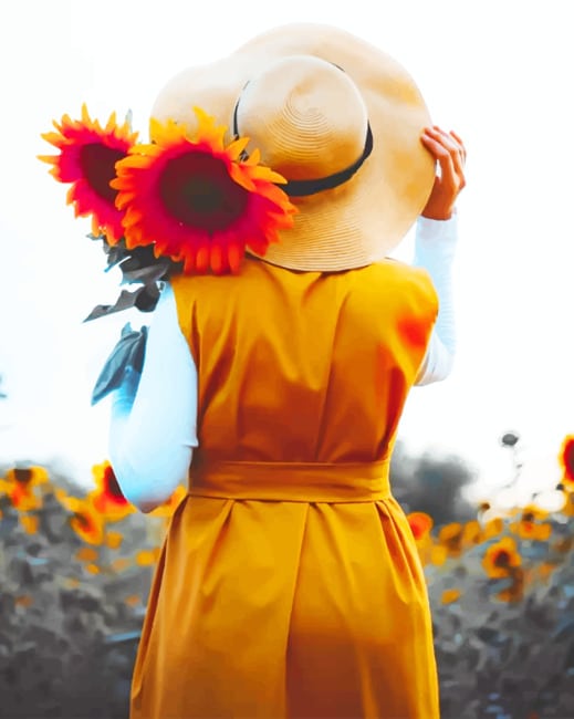 

Girl With Sunflowers – Paint By Numbers - 40*50CM, 501 Original