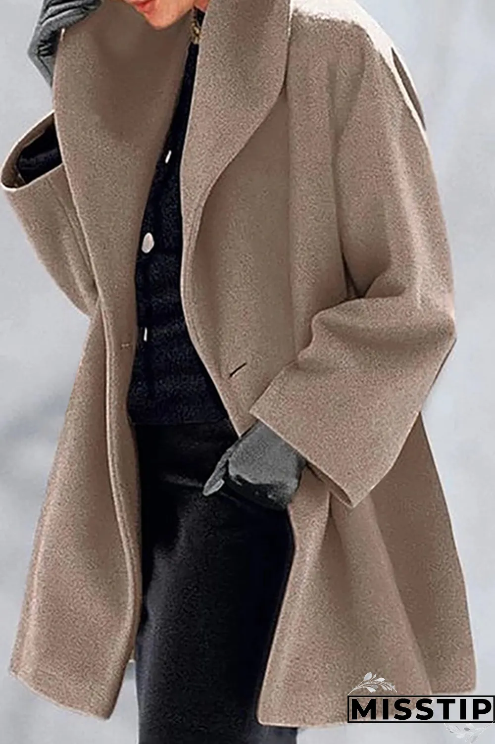 Black Casual Elegant Solid Patchwork Buttons Hooded Collar Outerwear