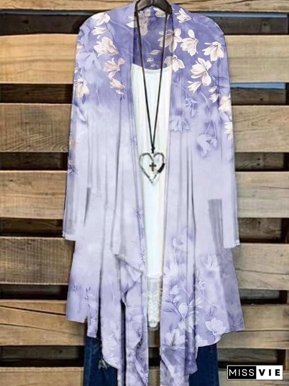 Women's Long Sleeve Casual Floral Printed Graphic Loose Cardigan Coat