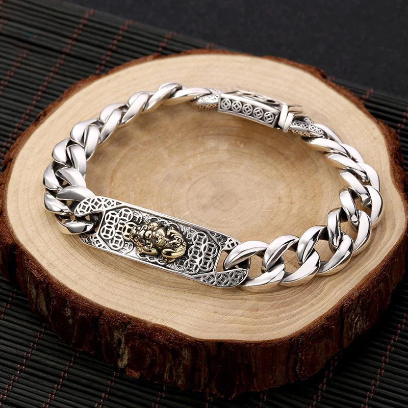 925 Silver Horse Whip Chain Body Money Pixiu Bracelet