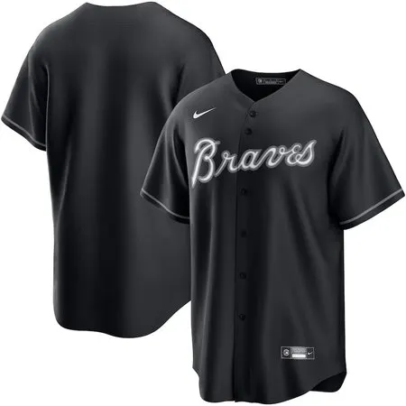 Men's Atlanta Braves  Black Lights Out Replica Jersey