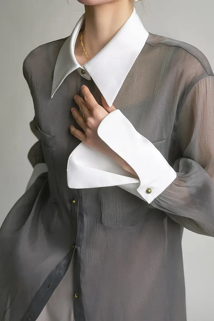 Vintage Sheer Long Sleeve Sun-Proof Blouse