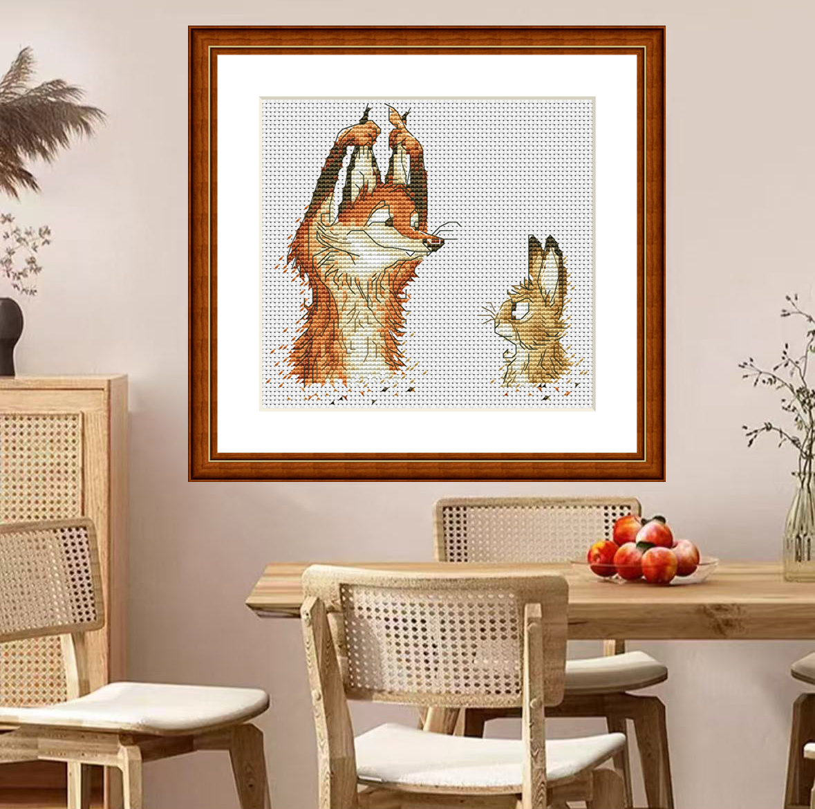 1set DIY Printed Cross Stitch Kit, 【CC2130- Fox and Rabbit】embroidery thread Painting Fairy Cross Stitch