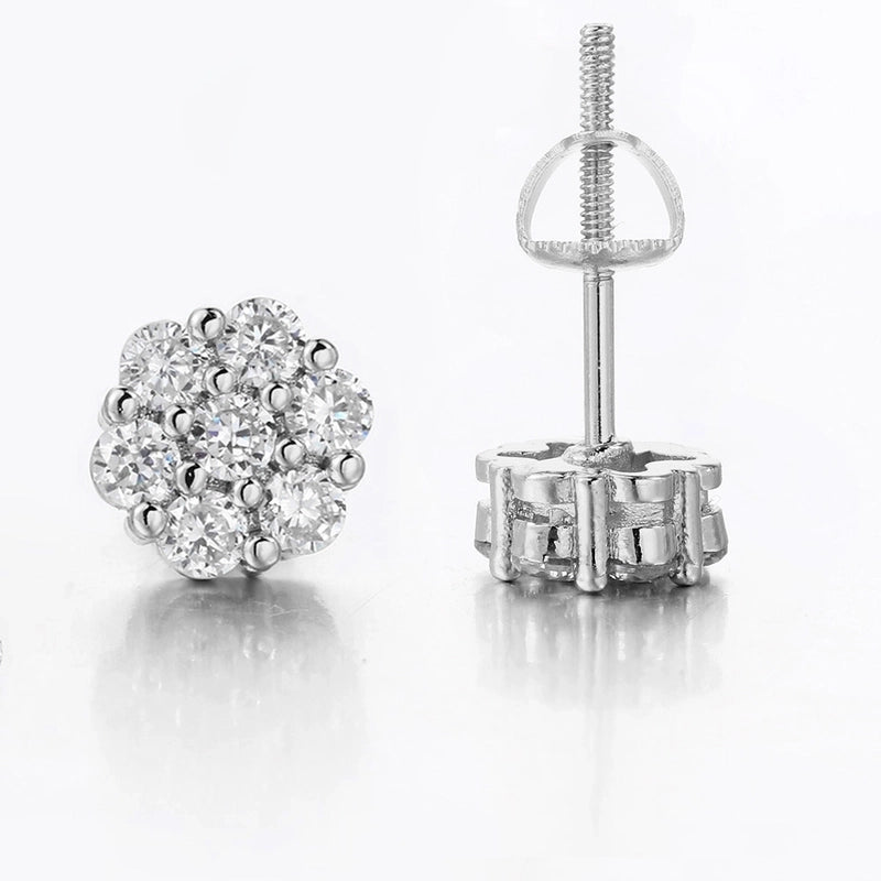 1 Pair Hip-Hop Flower Plating Inlay Copper Zircon White Gold Plated Gold Plated Ear Studs