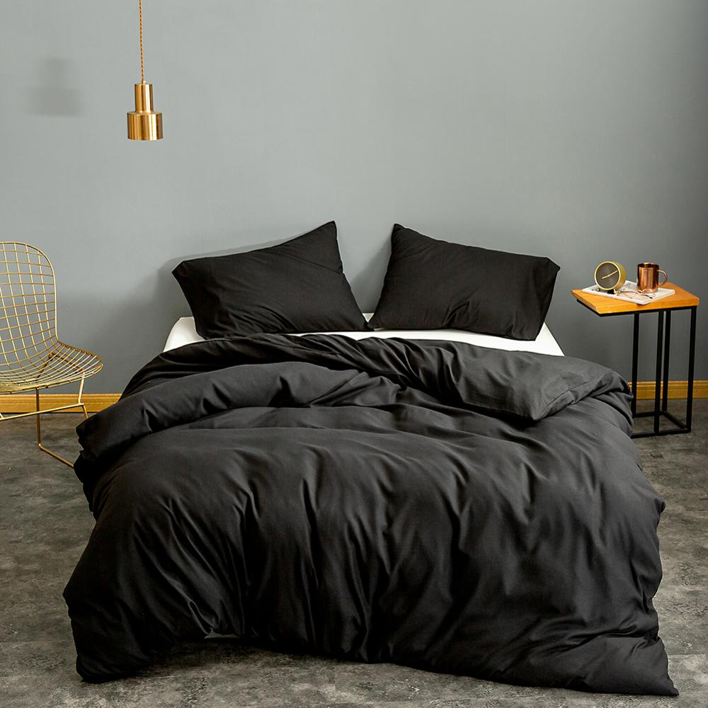 Black Duvet Cover  Bedding Quilt Cover Solid Color-Soft and Breathable - vzzhome