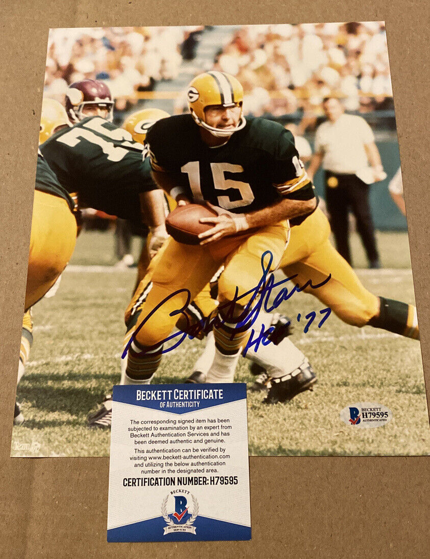 Bart Starr Signed 8X10 Green Bay Packers Photo Poster painting W/HOF77 Beckett Cert