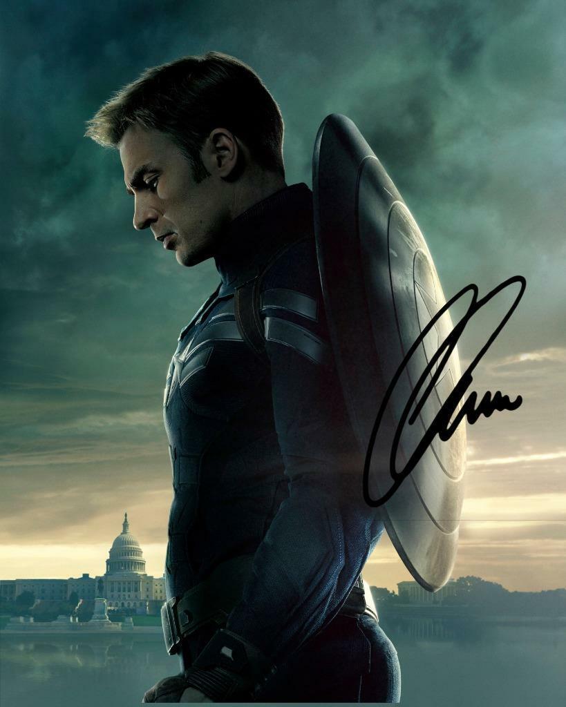 CHRIS EVANS Captain America Winter Soldier AUTOGRAPH 10X 8