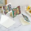(US Only)6PCS DIY Diamond Art Greeting Cards Christmas Cottage Congratulations Cards