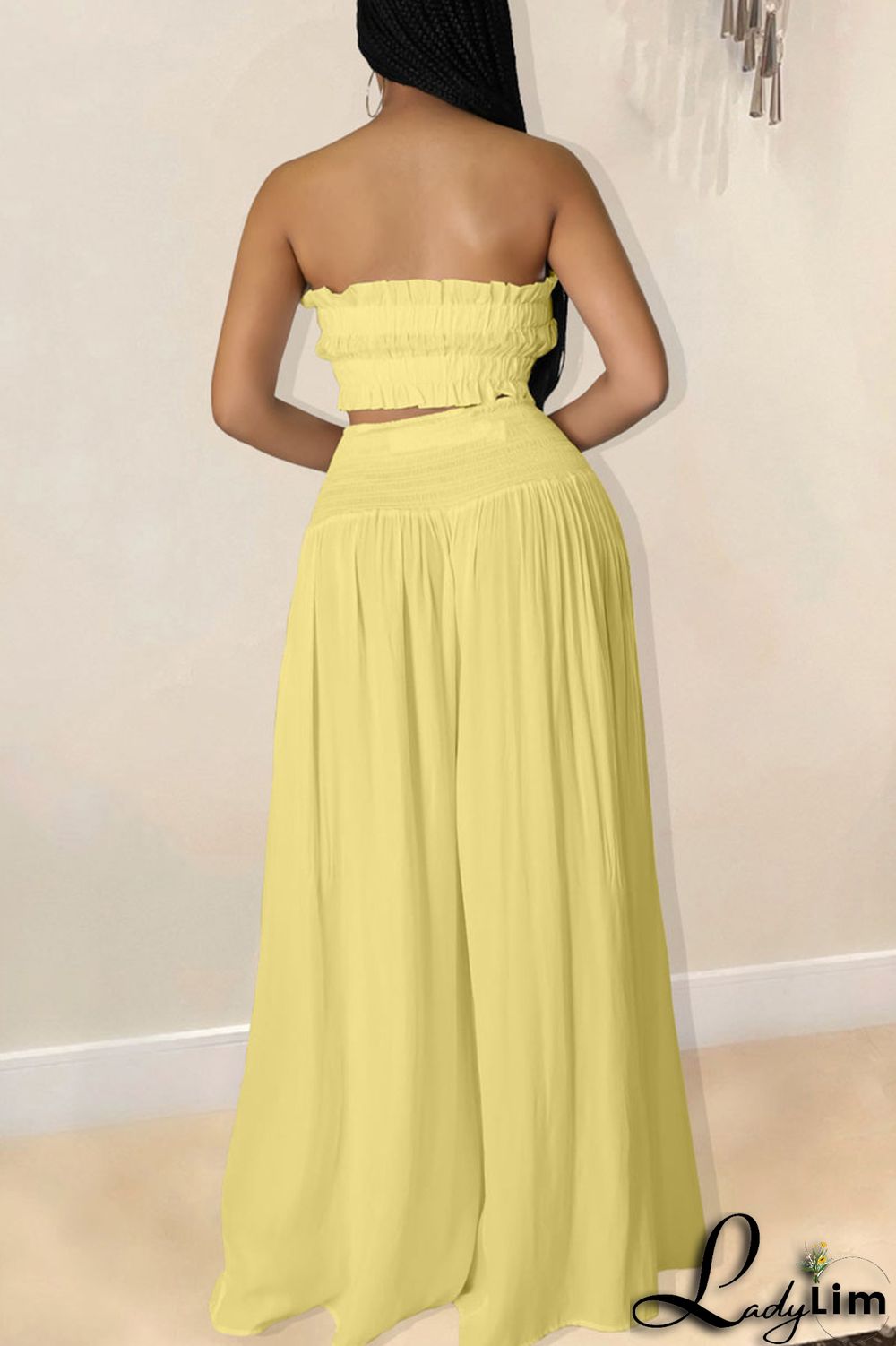 Red Sexy Solid Split Joint Stringy Selvedge Strapless Sleeveless Two Pieces