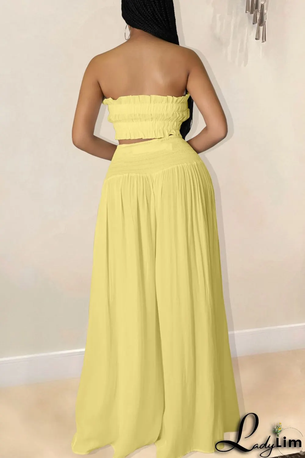 Red Sexy Solid Split Joint Stringy Selvedge Strapless Sleeveless Two Pieces