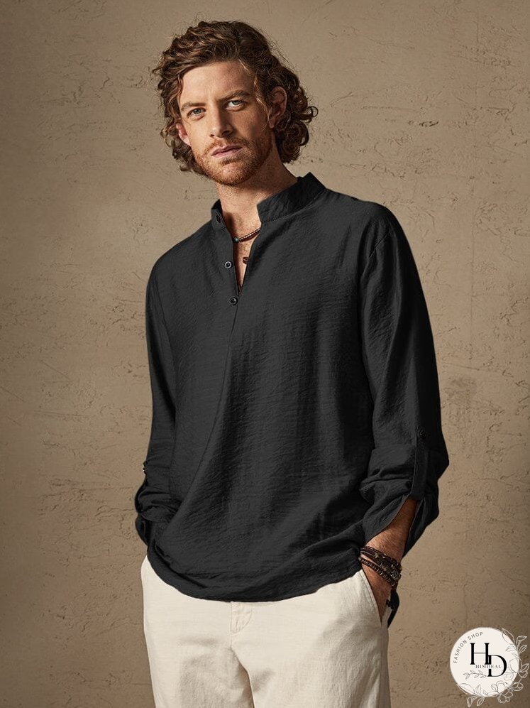 Linen Henry Long Sleeve Beach Shirt
