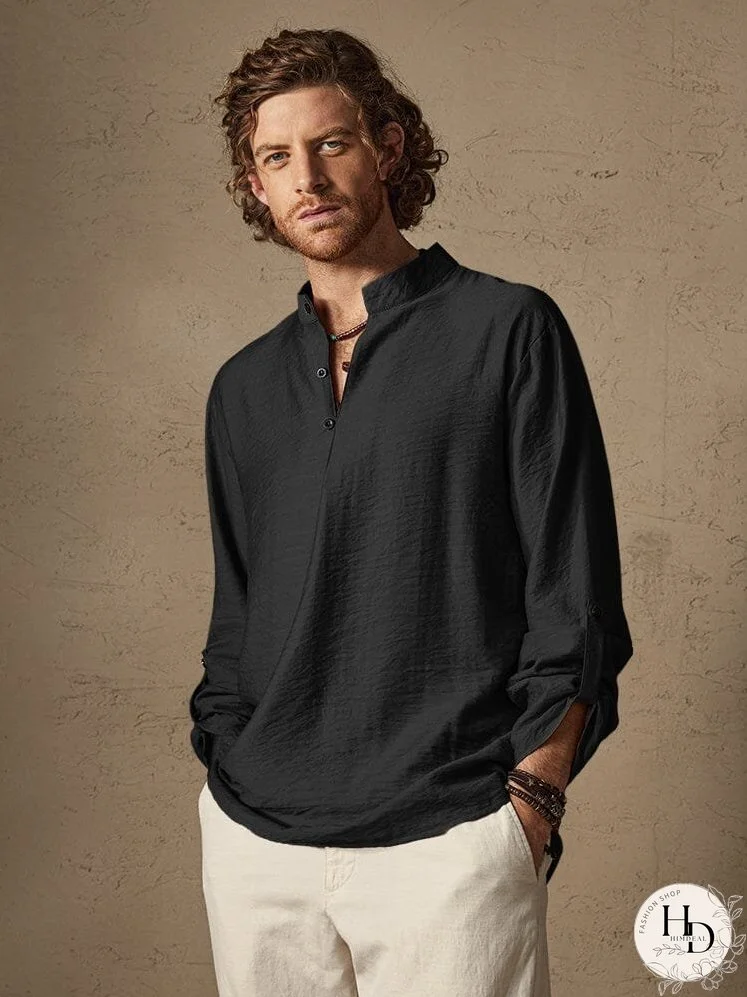 Linen Henry Long Sleeve Beach Shirt
