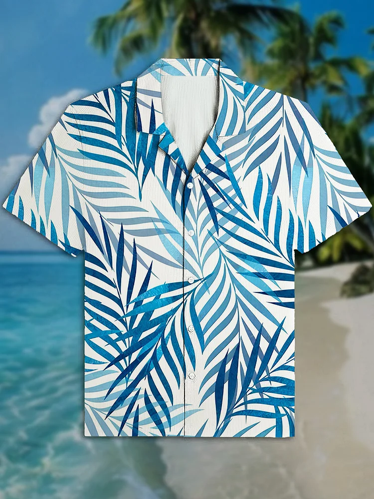 Men's Leaves Art Print Short Sleeve Shirt