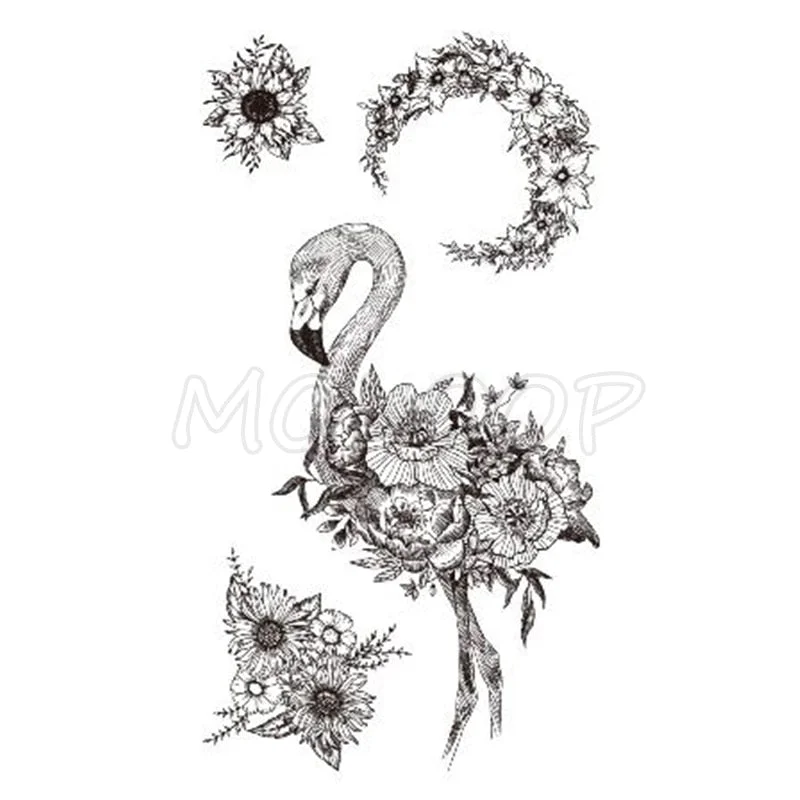 Tattoo Sticker Little Half Face Cat Element Small Animal Flower Water Transfer Temporary Fake Body Art Tatoo for Kid Girl Boy