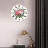 2D DIY Acrylic Pink Flower Diamond Painting Wall Clock Pendant w/ Clock Function