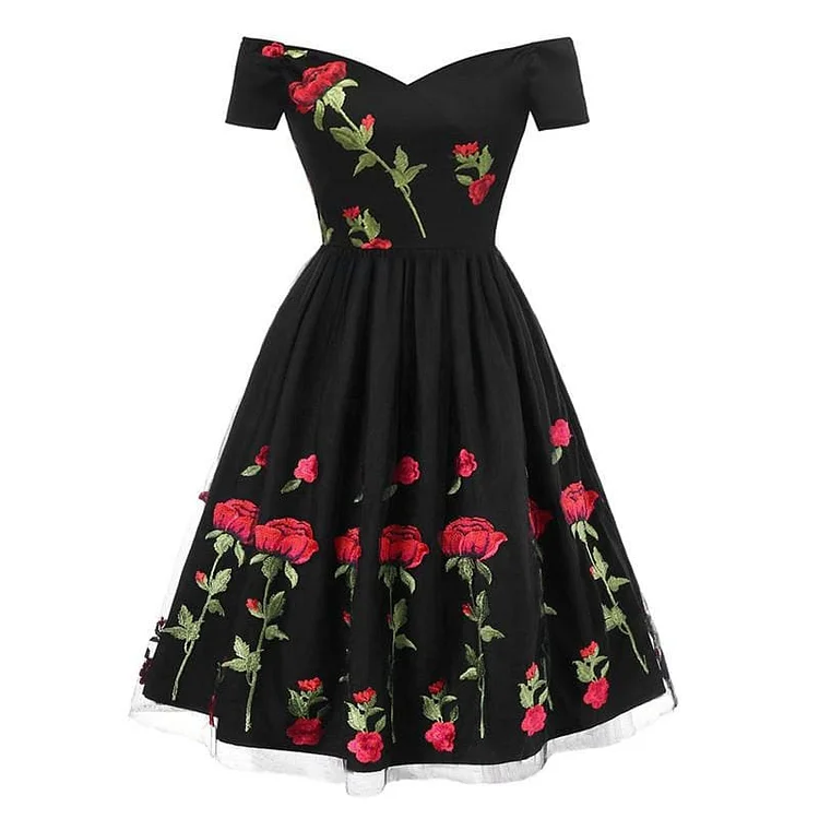 Rose Embroidery Dress SP13889